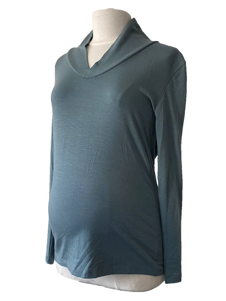 Zwangerschapstrui V-hals met lange mouw blue-grey