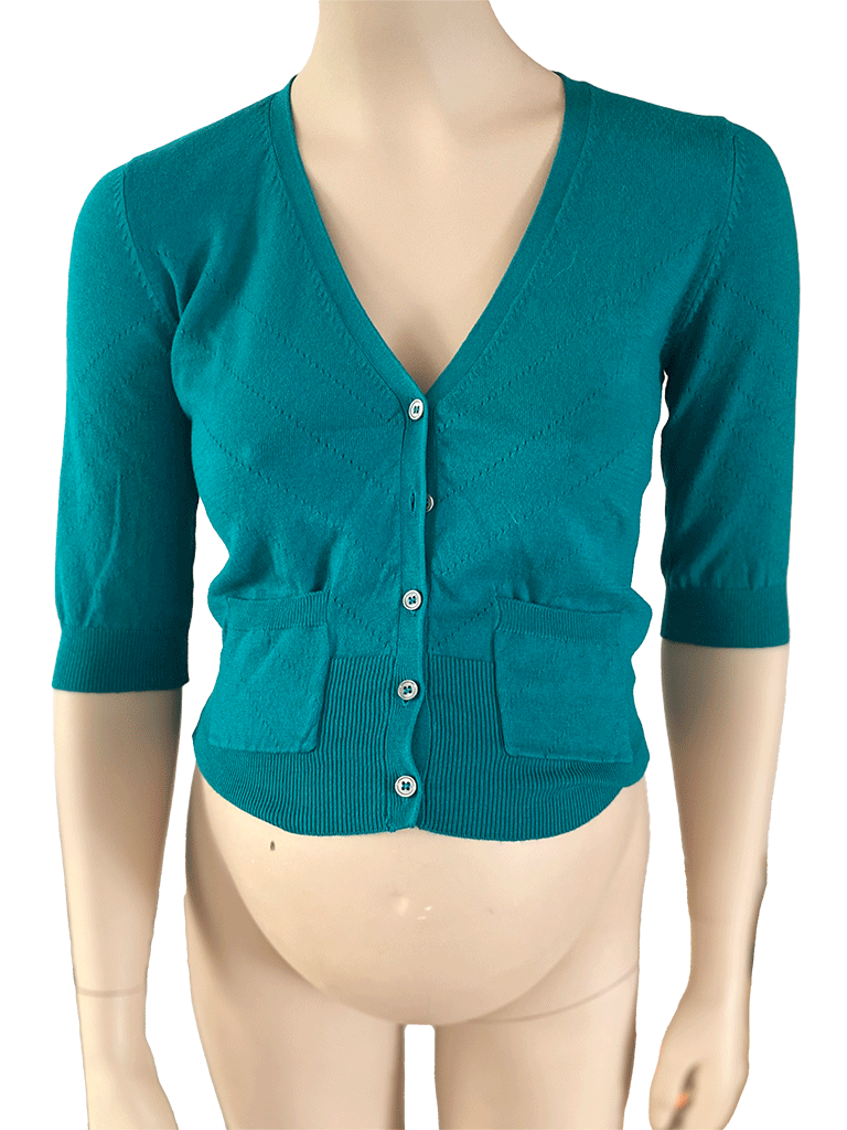 FRAGILE Cardigan Katoen 1/2- mouw Turquoise