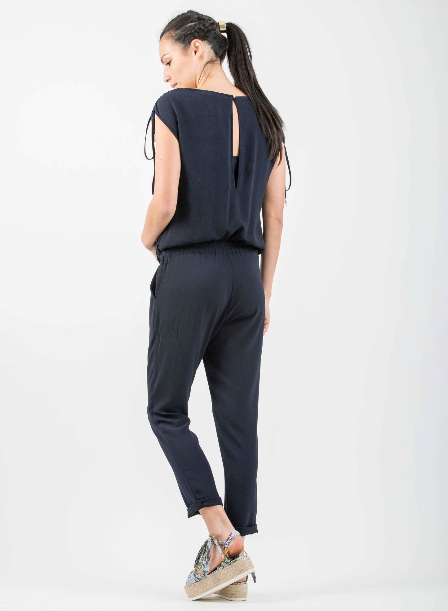 ATTESA Zwangerschaps- en voedingsjumpsuit met ritz, navy