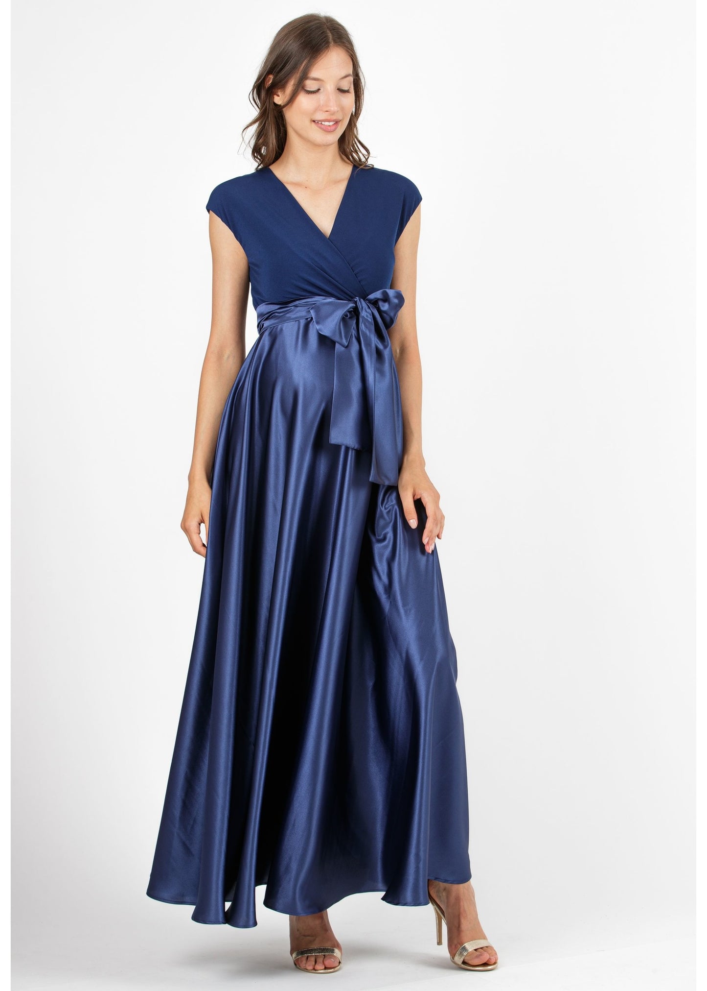 ATTESA Zwangerschaps- en voedingsjurk Lucrezia Navy, enkel lang