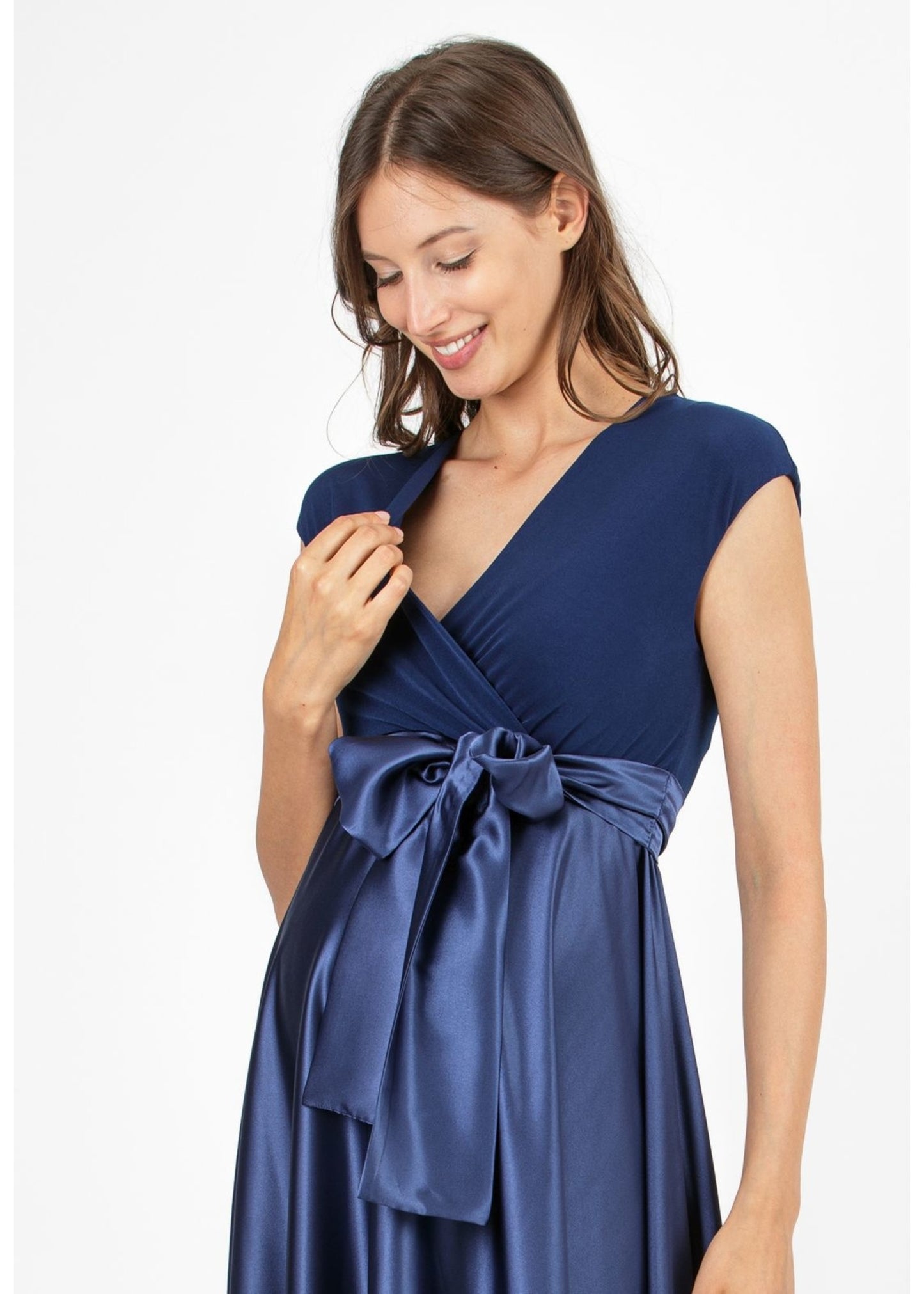 ATTESA Zwangerschaps- en voedingsjurk Lucrezia Navy, enkel lang