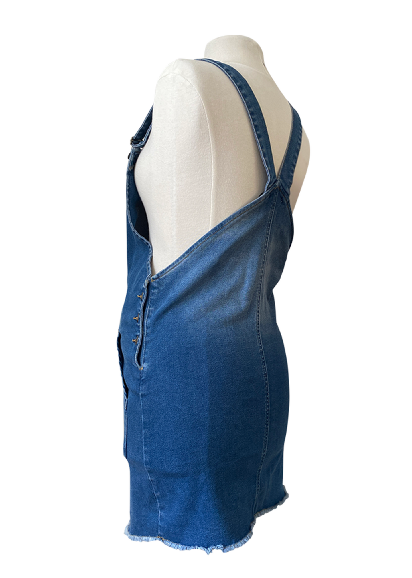Love2Wait Dungaree Dress Denim Stone Wash