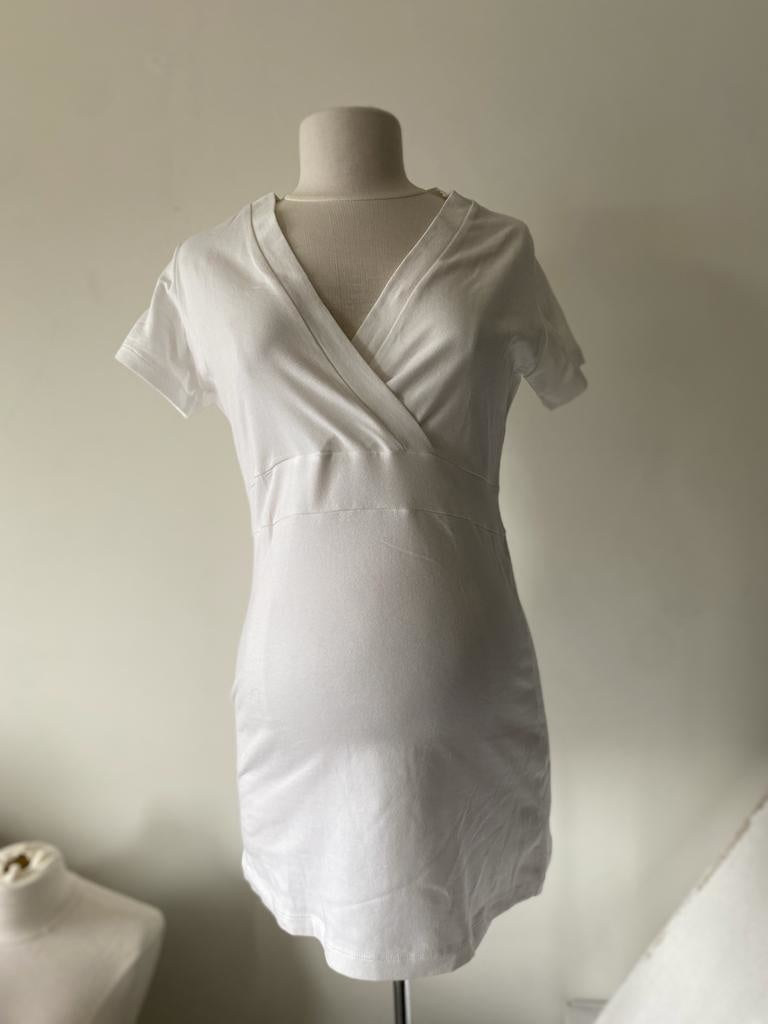 FRAGILE Voedingstop V-neck met korte mouw wit