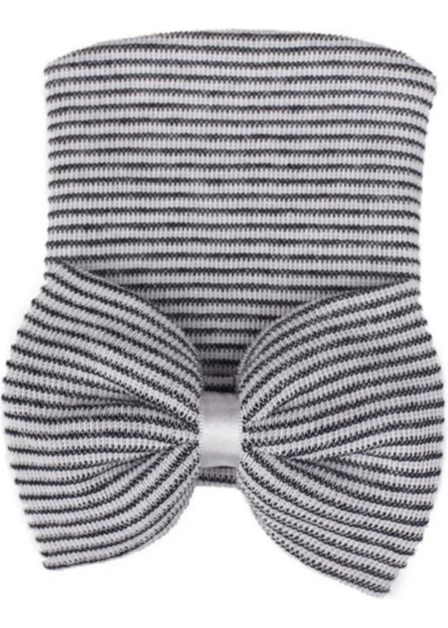 Mammie's Geboortemuts / babymuts / ziekenhuismuts gestreept met strik met lint 0 tot 3 maand
