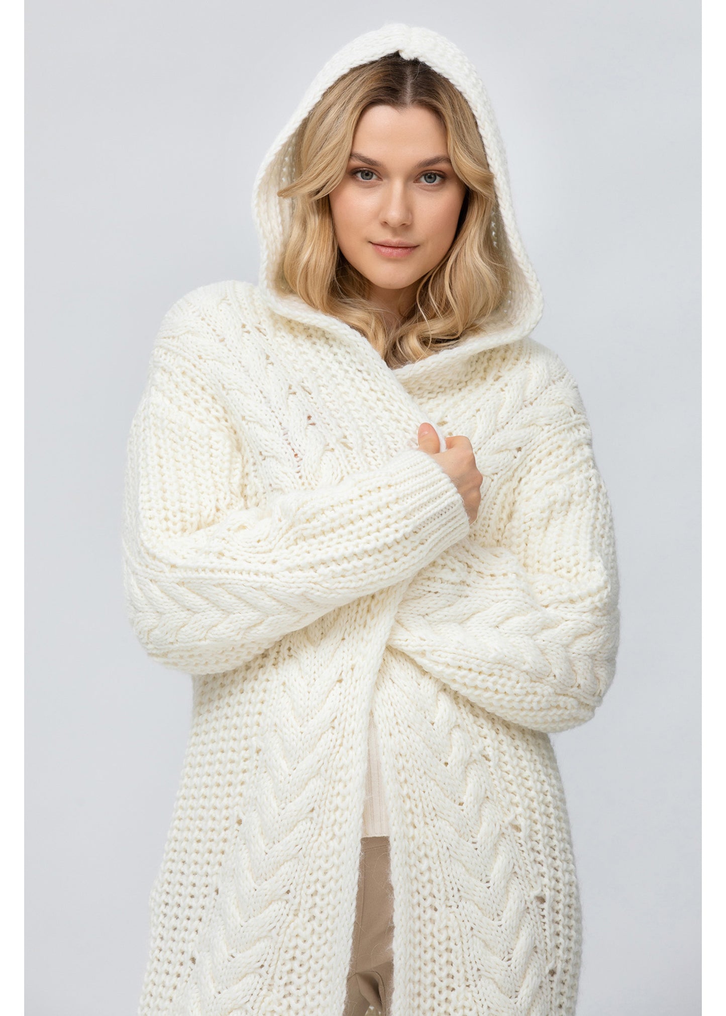 PIETRO BRUNELLI CARDIGAN SAINT MORITZ MAXI CARDIGAN CREAM WHITE