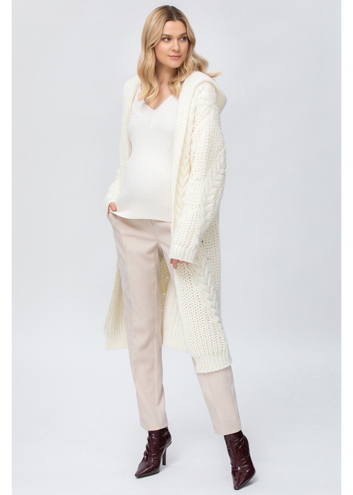 PIETRO BRUNELLI CARDIGAN SAINT MORITZ MAXI CARDIGAN CREAM WHITE