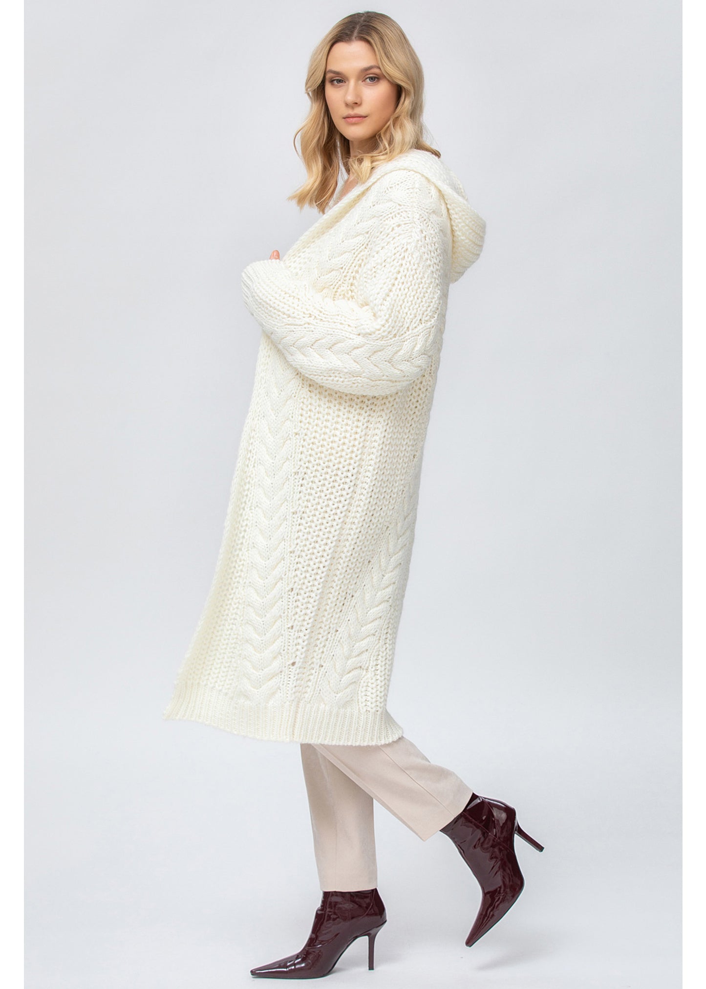 PIETRO BRUNELLI CARDIGAN SAINT MORITZ MAXI CARDIGAN CREAM WHITE