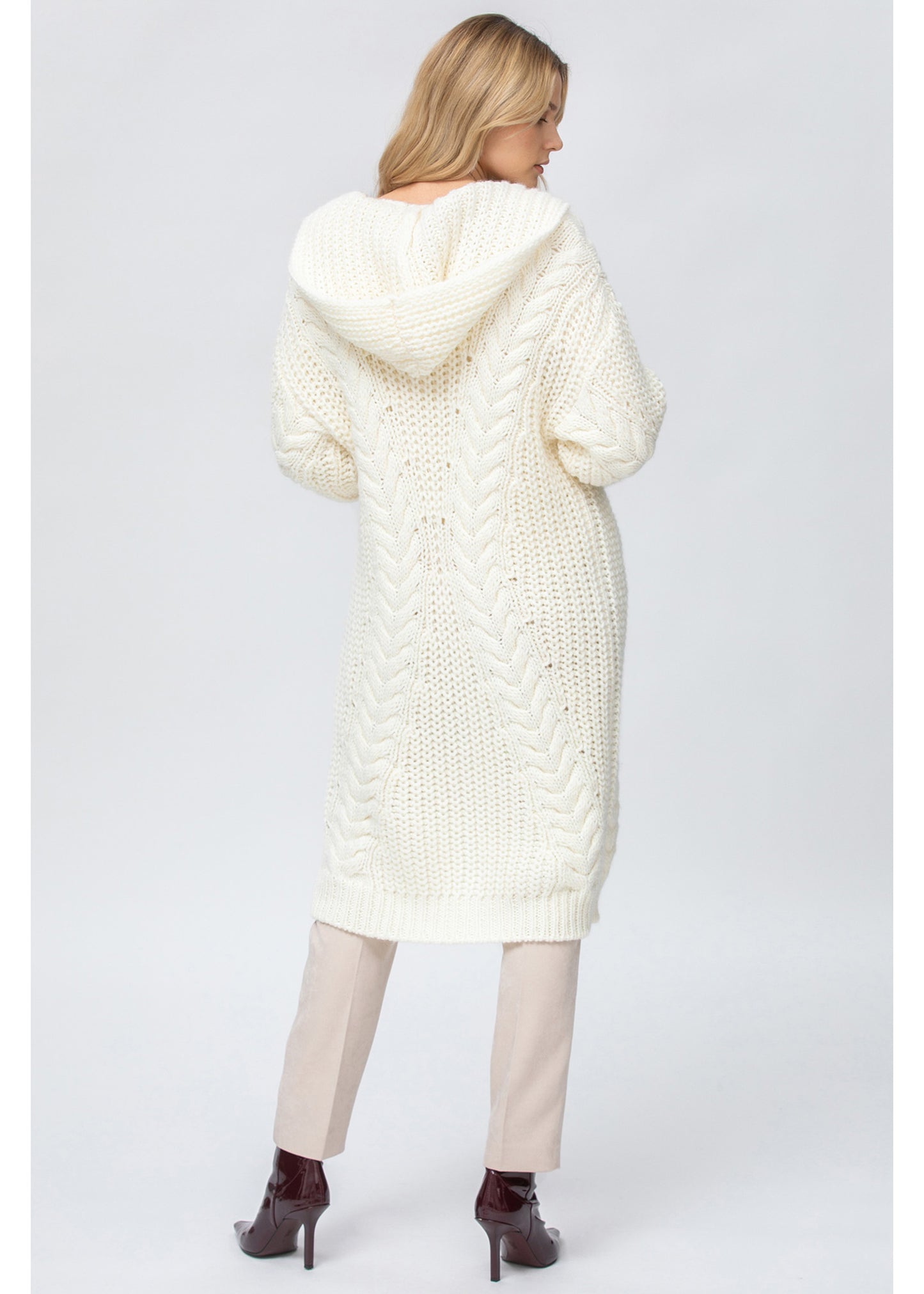 PIETRO BRUNELLI CARDIGAN SAINT MORITZ MAXI CARDIGAN CREAM WHITE