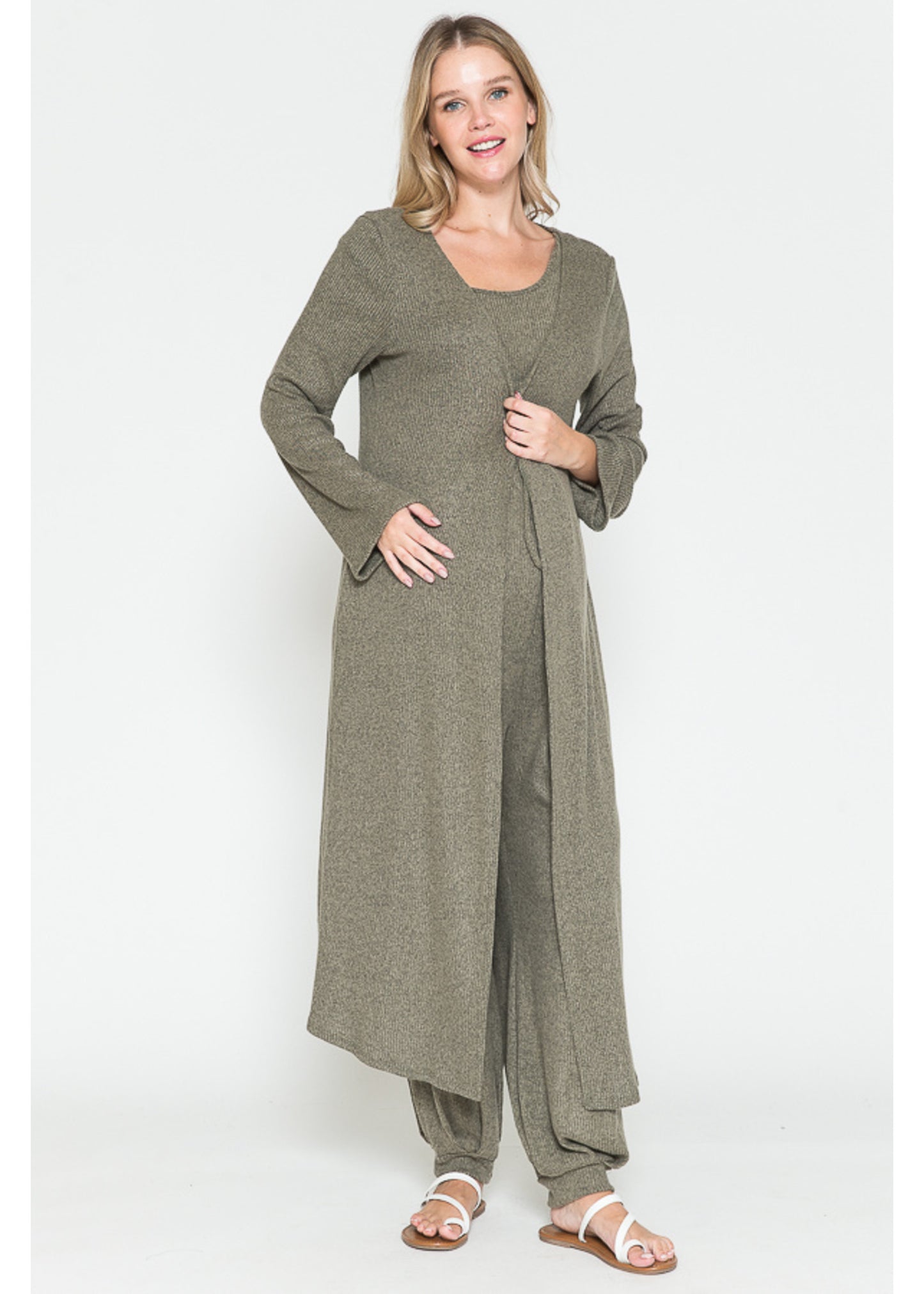 Querentia Maternity Crop tanktop & broek met lange vest 3-delige set