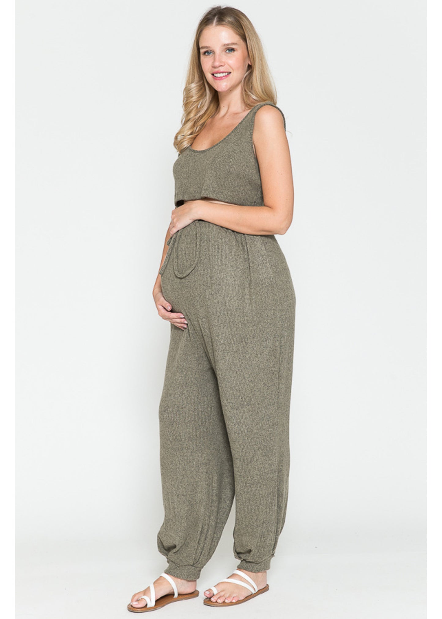 Querentia Maternity Crop tanktop & broek met lange vest 3-delige set