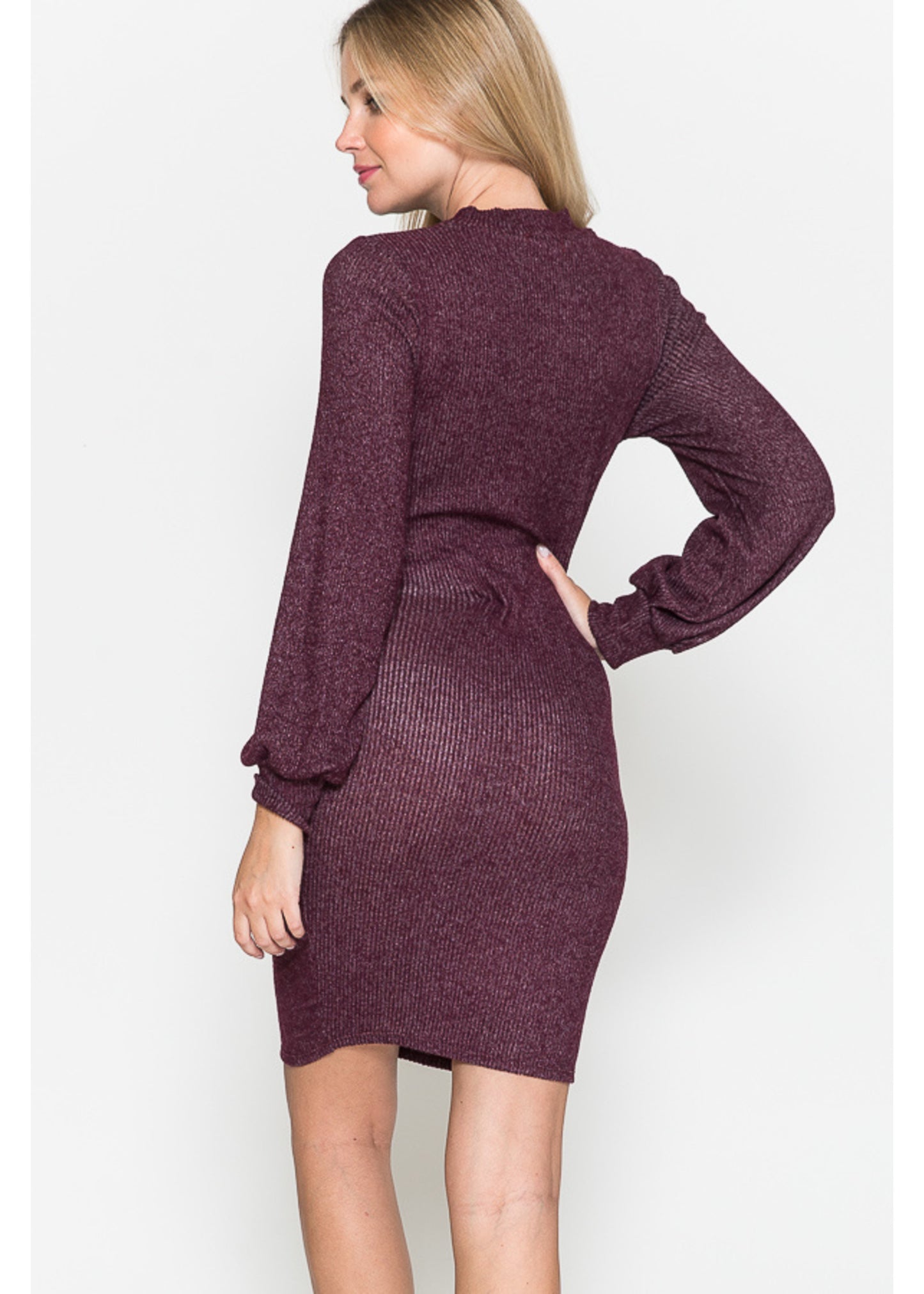 Querentia Maternity Geribbelde ballontop bodycon met lange mouwen
