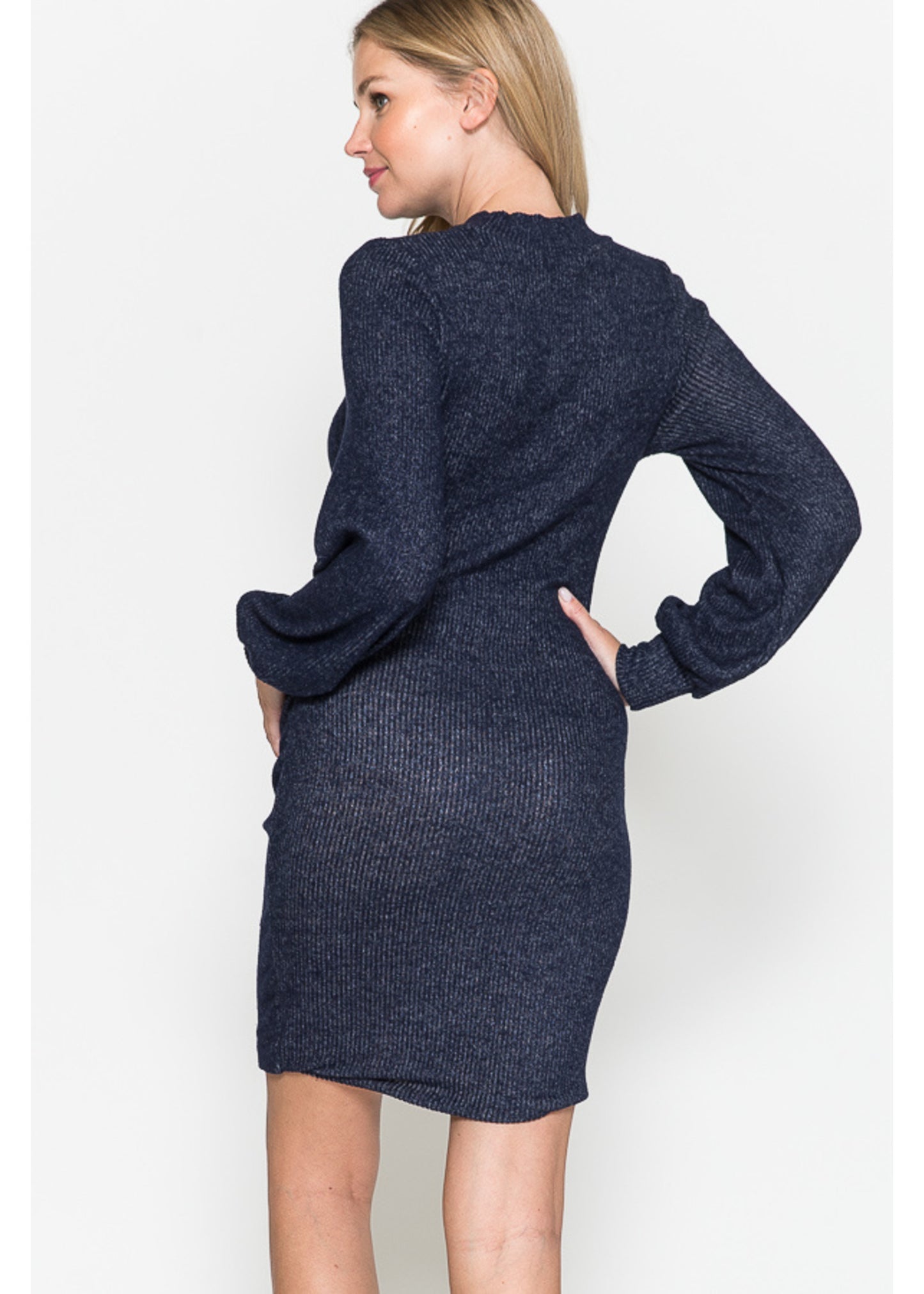 Querentia Maternity Geribbelde ballontop bodycon met lange mouwen