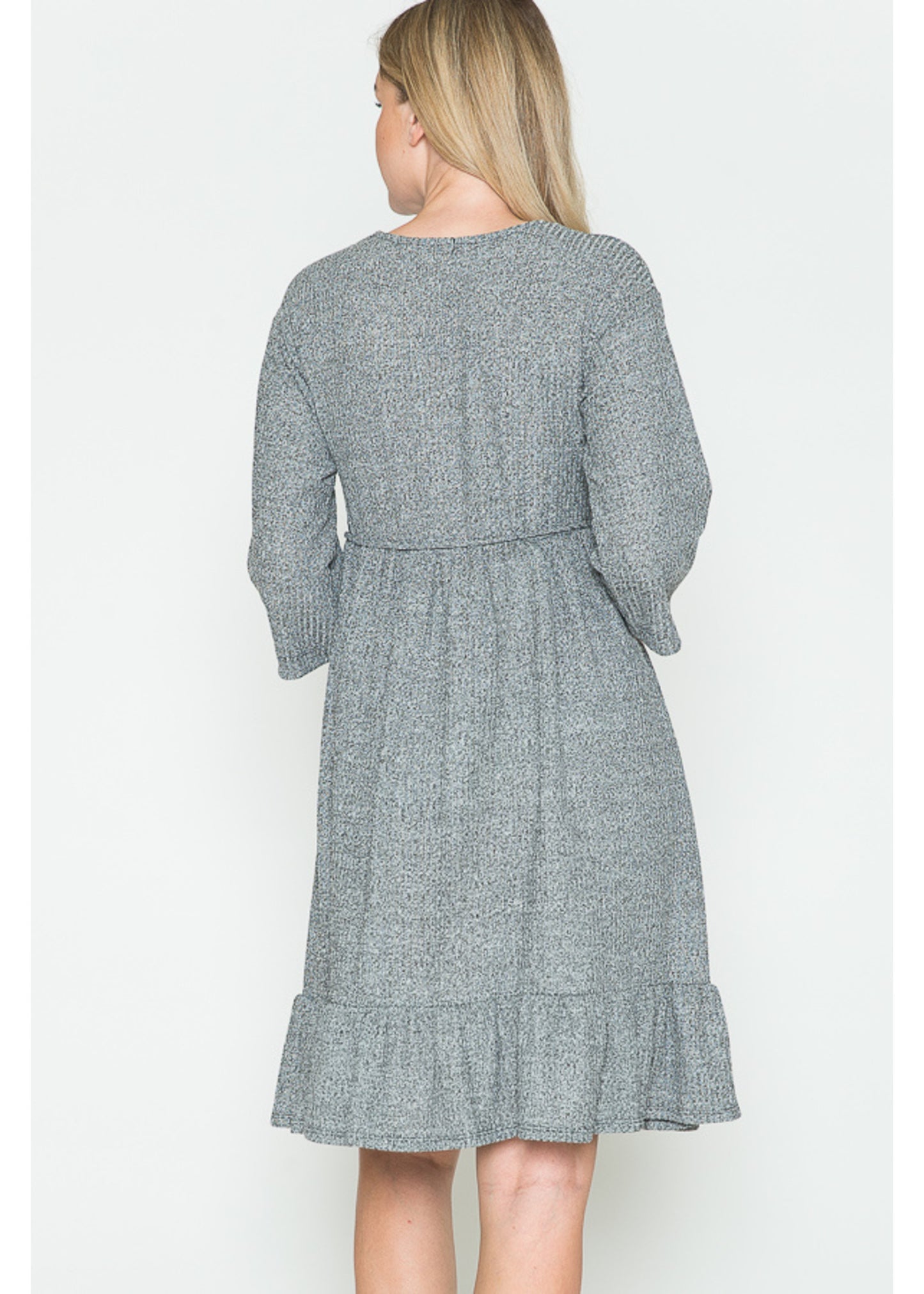 Querentia Maternity 3/4 Sleve Babydoll Tiered Midi Dress