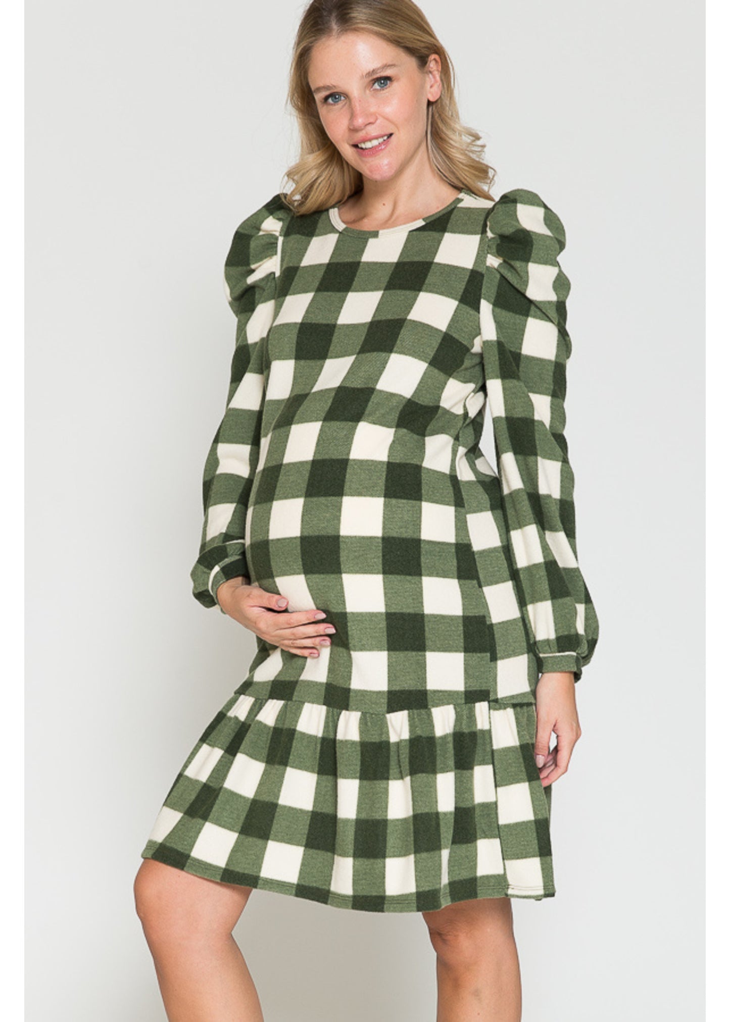 Querentia Maternity Midi jurk met ruitjesprint