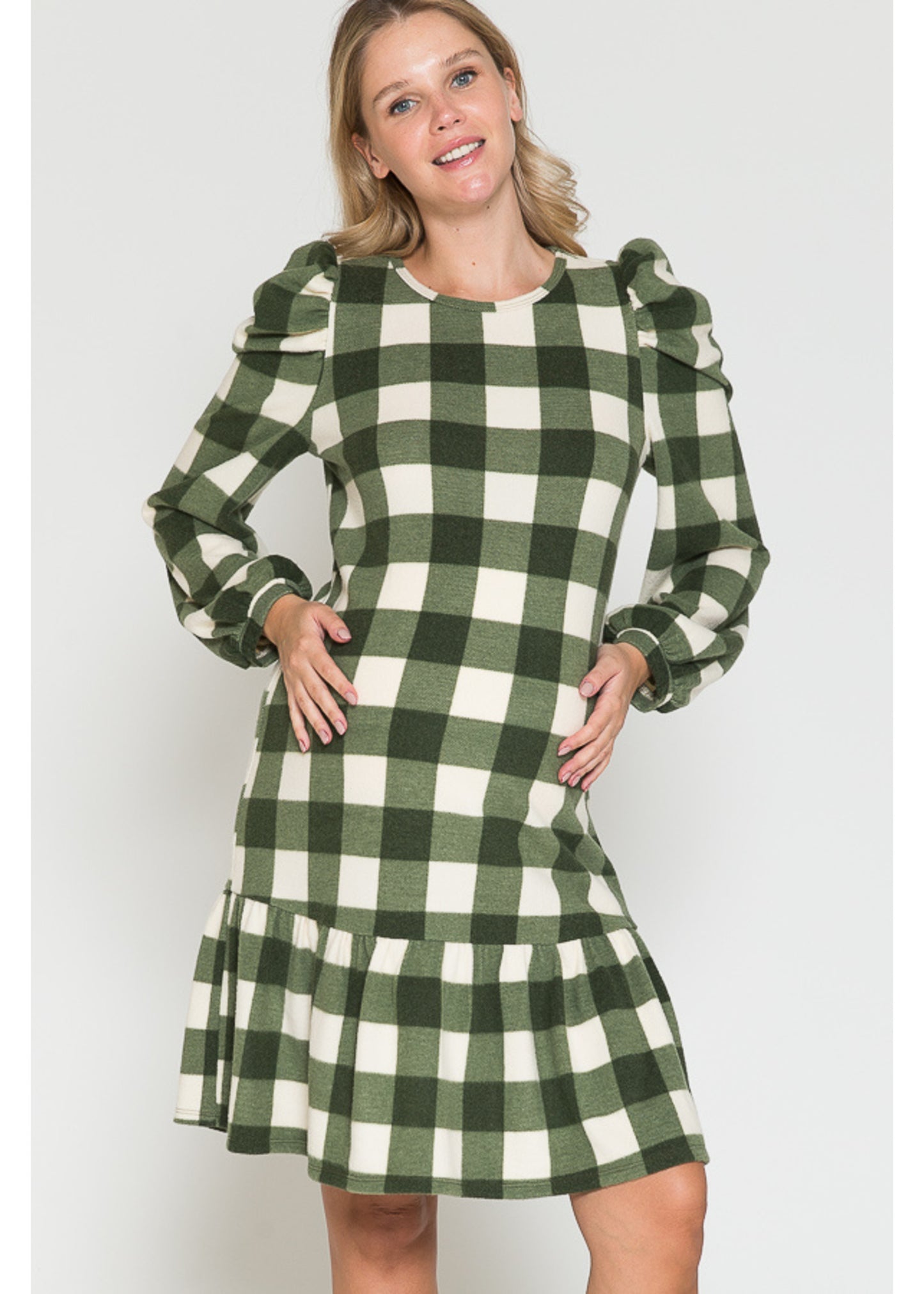 Querentia Maternity Midi jurk met ruitjesprint