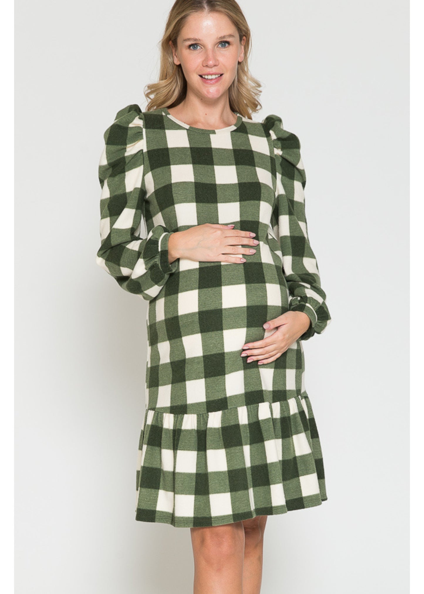 Querentia Maternity Midi jurk met ruitjesprint