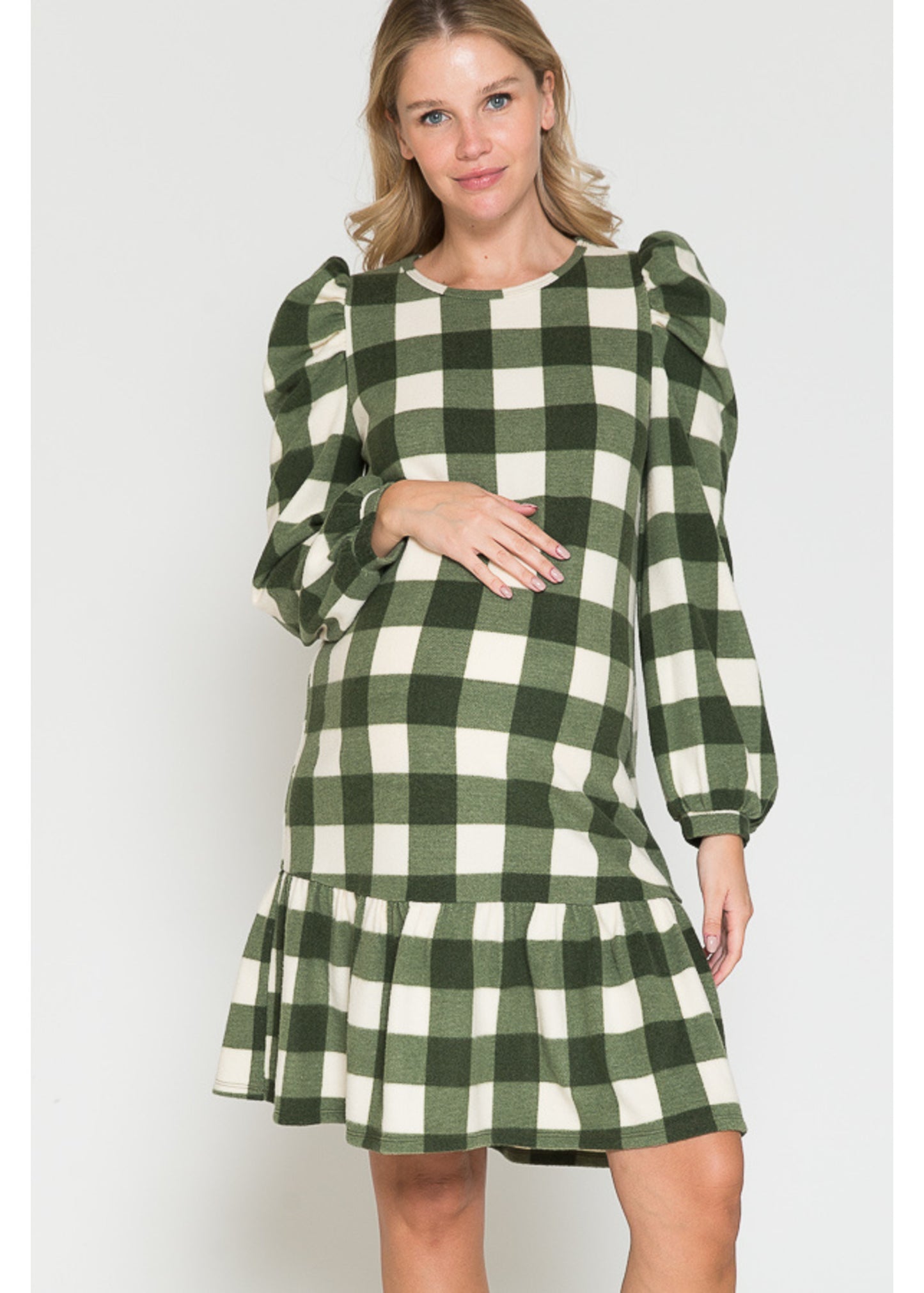 Querentia Maternity Midi jurk met ruitjesprint