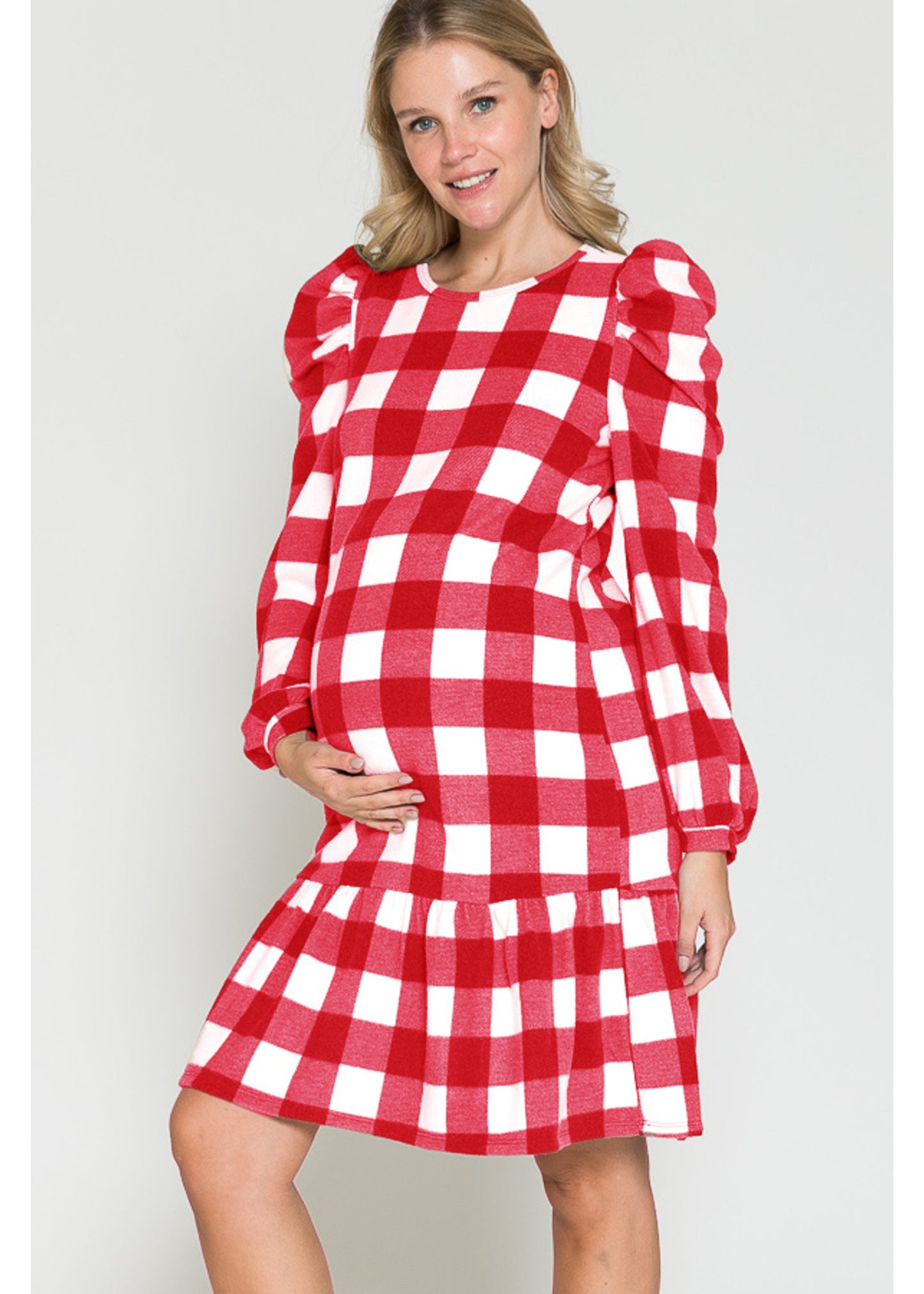 Querentia Maternity Midi jurk met ruitjesprint