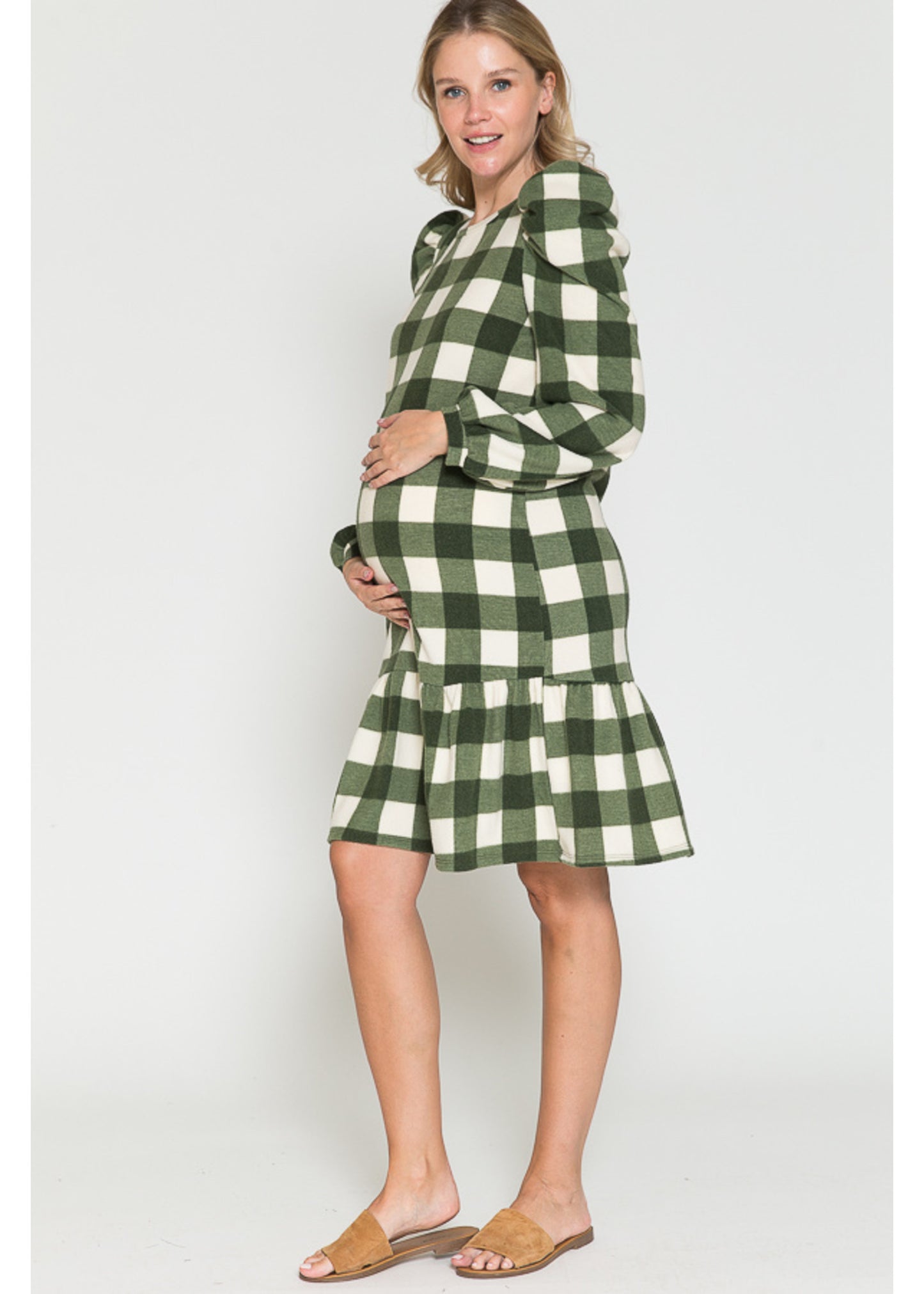 Querentia Maternity Midi jurk met ruitjesprint