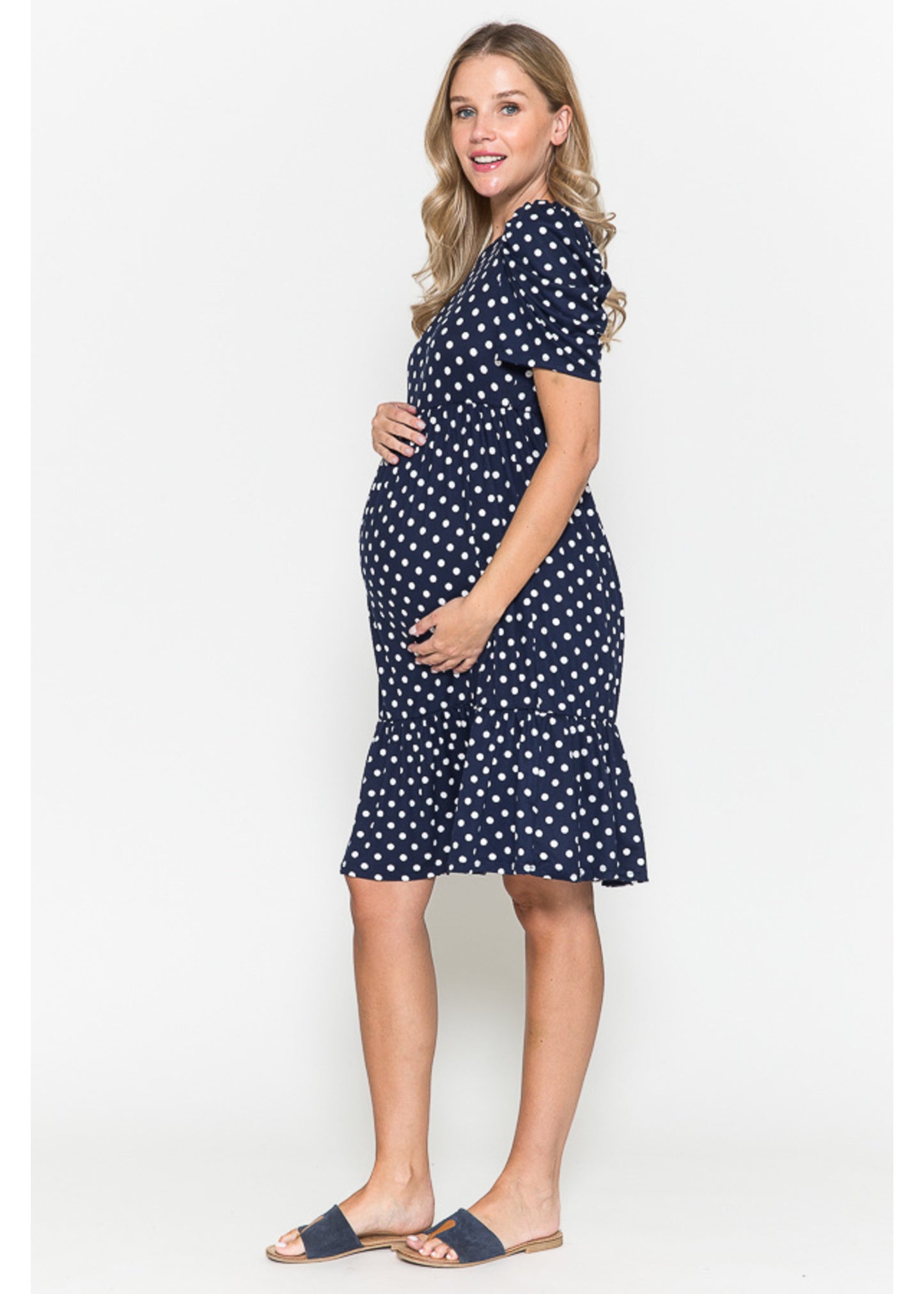 Querentia Maternity Polka dot midi dress