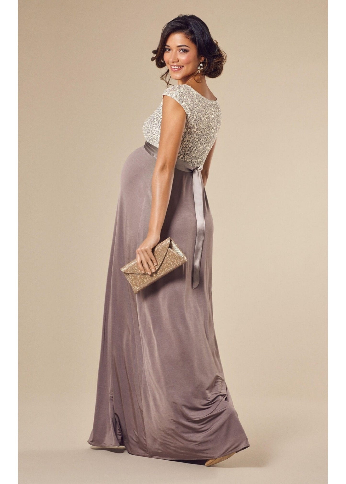 Tiffany Rose Mia Maternity Gown Dusky Truffle