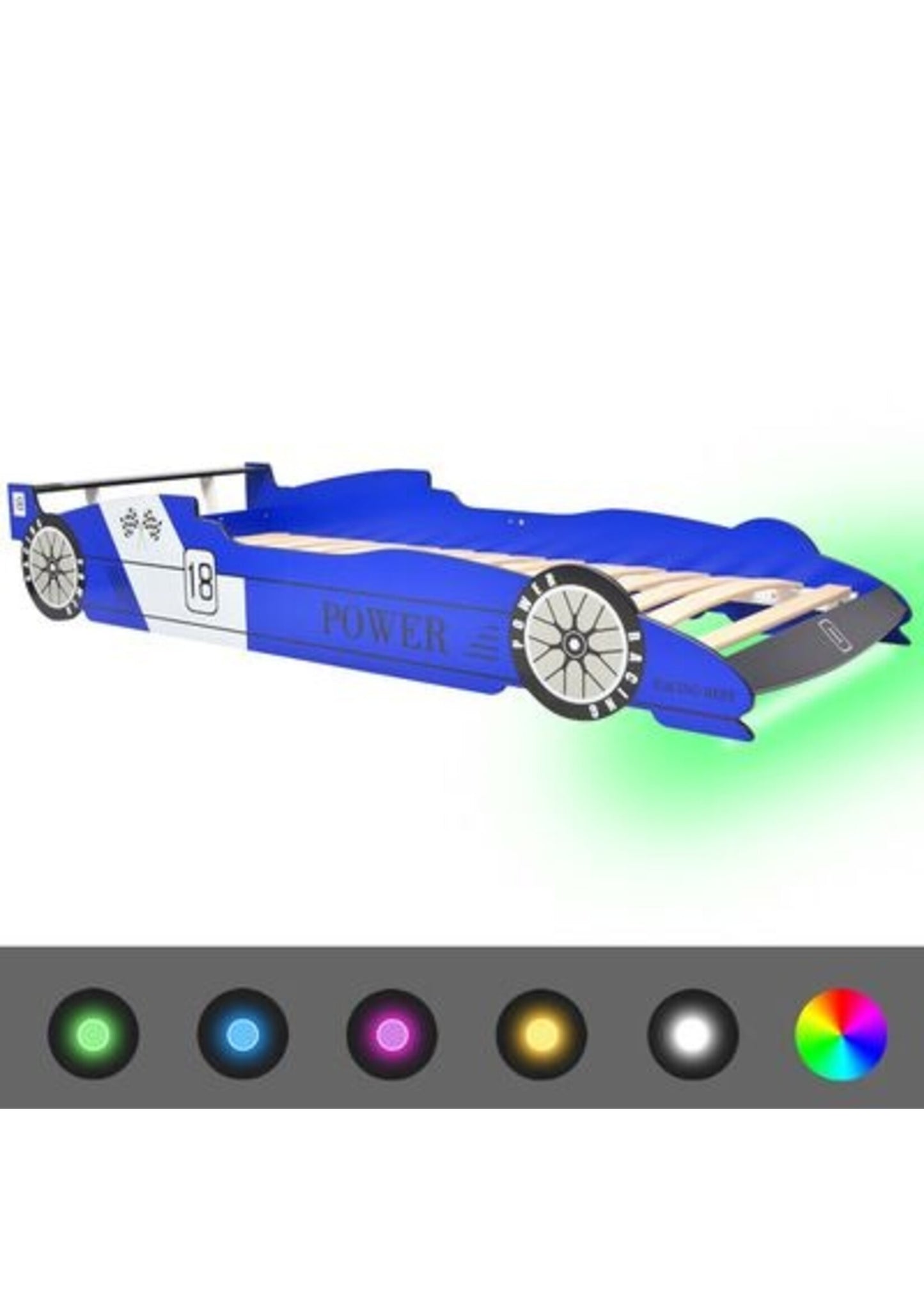 vidaXL Kinderbed raceauto met LED-verlichting blauw 90x200 cm