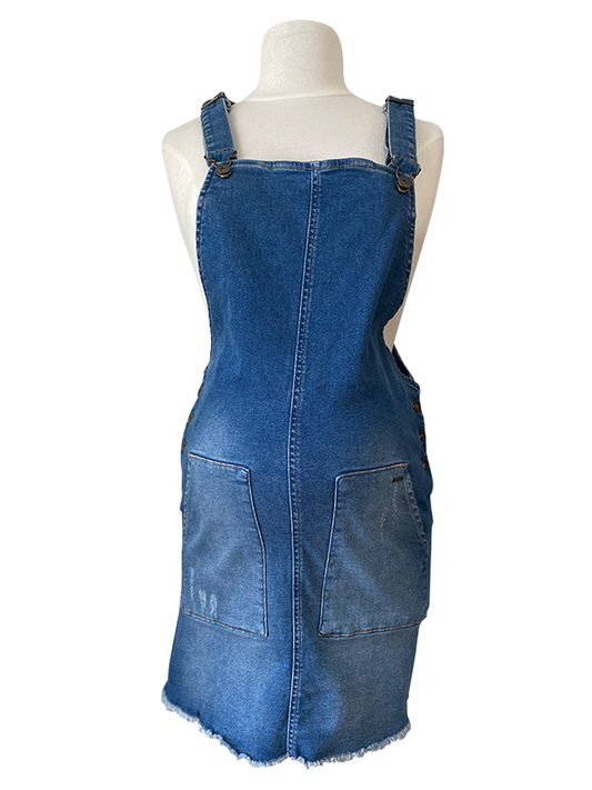 Love2Wait Dungaree Dress Denim Stone Wash