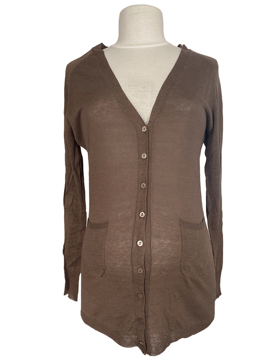 FRAGILE Round Neck CARDIGAN Silk Tobbacco