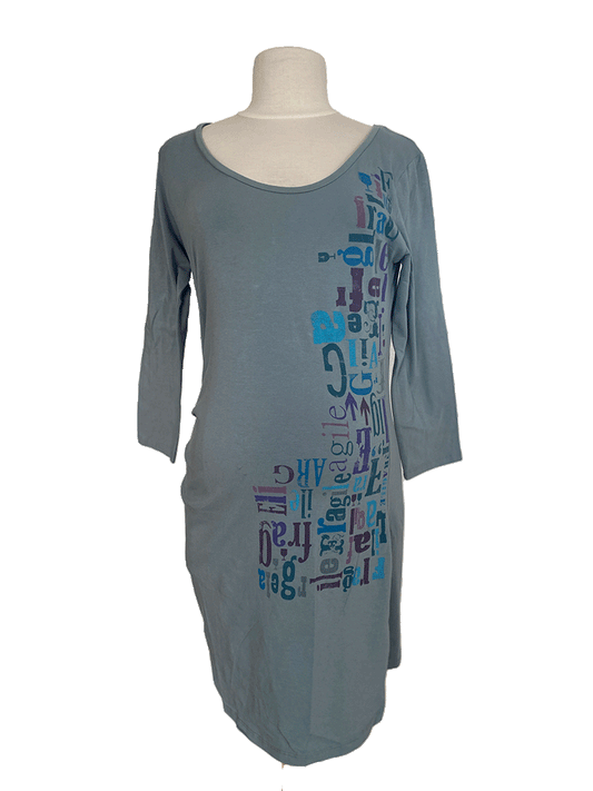 FRAGILE Washed Round-neck TUNIC - Blue Grey