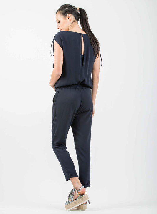 ATTESA Zwangerschaps- en voedingsjumpsuit met ritz, navy