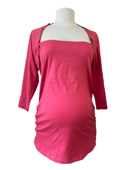 LOVE2WAIT Zwangerschapsblouse met psudo bolero, Fuchisa