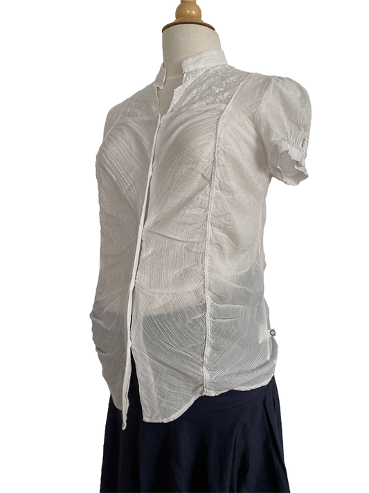 Zwangerschap Blouse Isaac Wit met Korte Mouwen