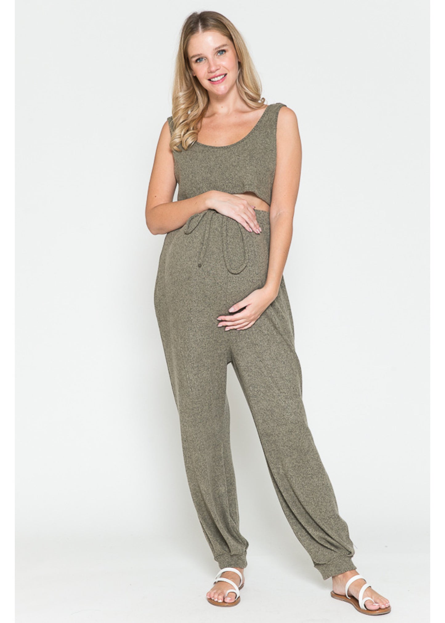 Querentia Maternity Crop tanktop & broek met lange vest 3-delige set