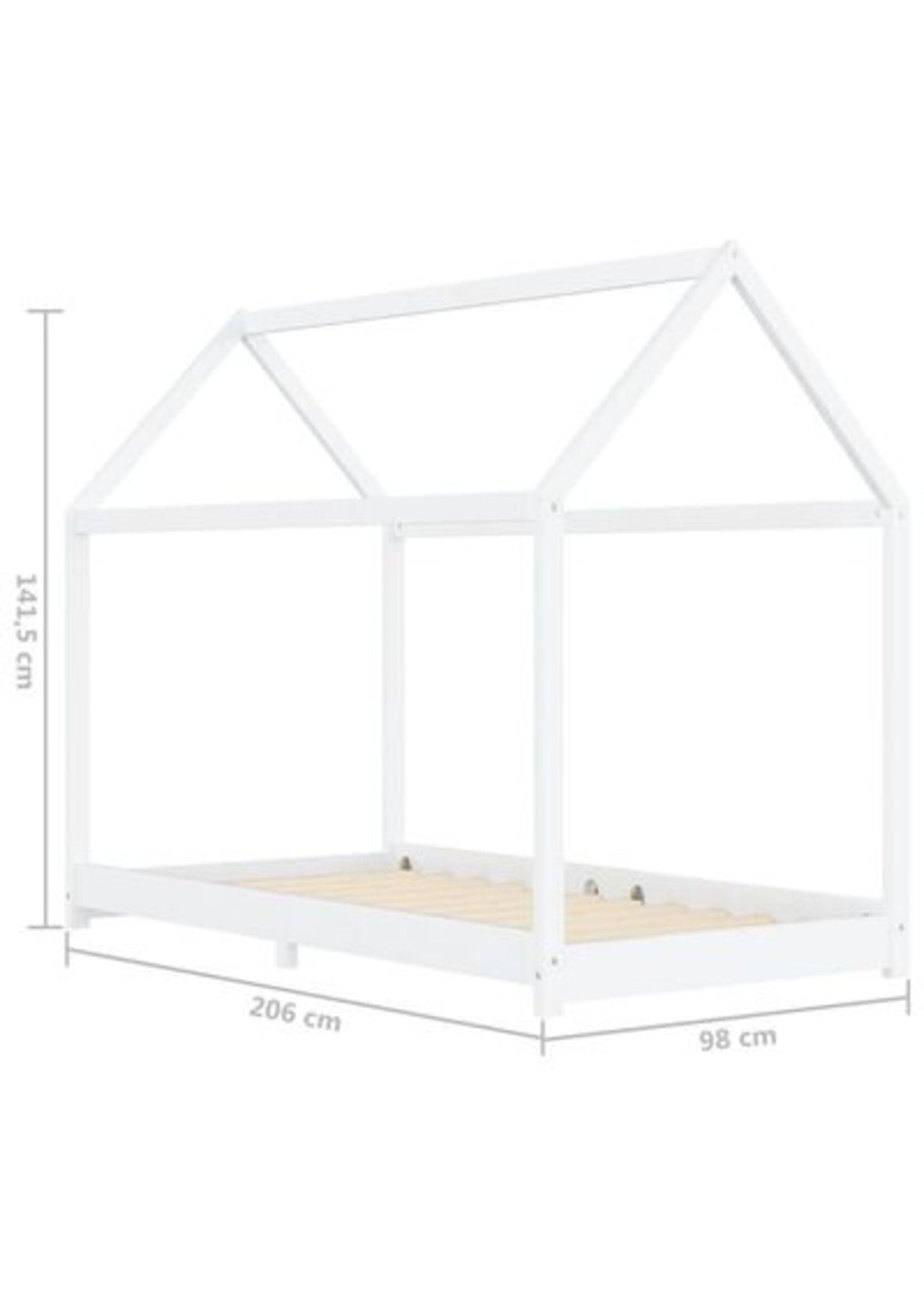 vidaXL Kinderbedframe massief grenenhout wit 90x200 cm